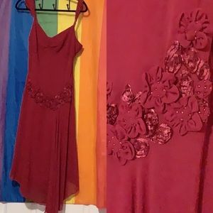 AGB Asymmetrical Formal Dress w/ Flowers